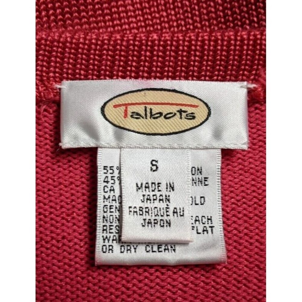 Women's TALBOTS Bright Pink Cotton/Rayon Blend Boatneck Short Sleeve Sweater SM - Picture 5 of 6